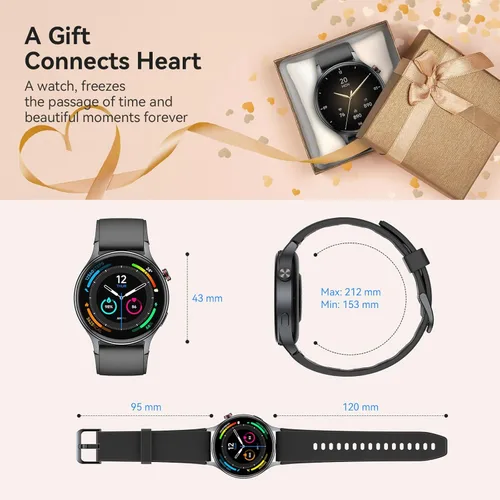Miniatura 8 de Reloj inteligente para hombres y mujeres, responder/hacer llamadas, pantalla ultra clara AMOLED de 1.32 pulgadas con monitor de frecuencia cardíaca