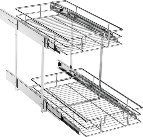 ROOMTEC Organizador de armario extraíble (11 pulgadas de ancho x 18 pulgadas de profundidad), 2 niveles de almacenamiento extraíble para cajón de