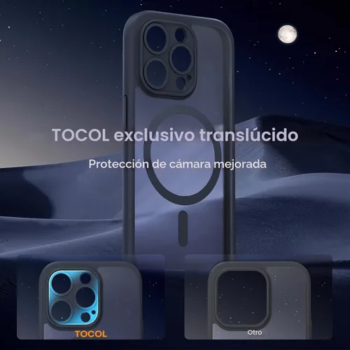 Miniatura 5 de TOCOL Funda para iPhone 14 Pro, protección completa mejorada de la cámara, compatible con Magsafe, protección contra caídas, funda magnética Negro