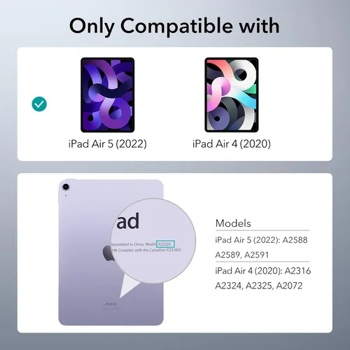 Miniatura 2 de ESR Funda para iPad Air de 11 pulgadas M3/M2 (2025/2024), iPad Air 5ª/4ª generación (2022/2020), delgada y ligera, resistente al amarilleo, cubierta