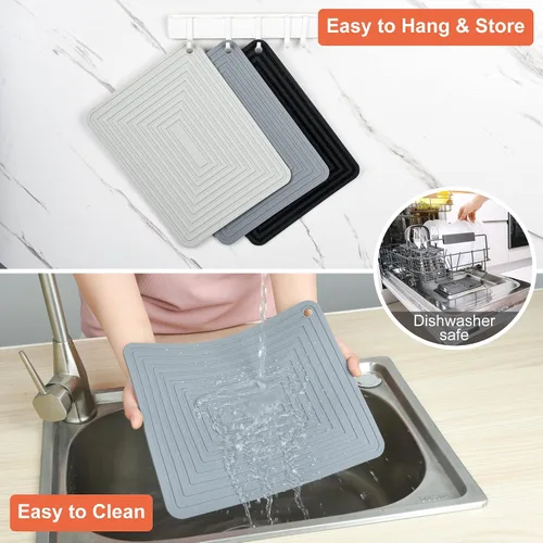 Miniatura 6 de Salvamanteles de silicona para ollas calientes y sartenes, salvamanteles para platos calientes, tapete resistente al calor para encimeras, tapete