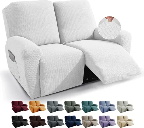 Miniatura 9 de JIVINER Fundas de sofá reclinable de 8 piezas, fundas elásticas de jacquard para sofá reclinable, fundas para sala de estar, protector suave de 3