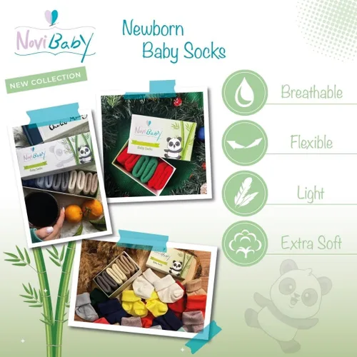 Miniatura 4 de Novibaby Calcetines de bebé de 0 a 6 meses, calcetines tobilleros infantiles para niños y niñas, artículos esenciales para bebés para recién nacidos