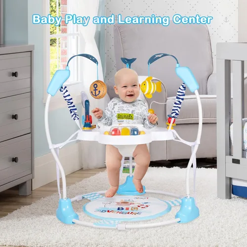 Miniatura 6 de Centro de Actividad para Bebés, Saltarines y Rebotadores Infantiles con Música, Luces, Juguetes para Bebés, Asiento Giratório de 360°, 3 Alturas