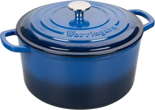 Miniatura 6 de VORRINGARD Olla de horno holandés de hierro fundido esmaltada con tapa, para hornear pan de masa madre, hornos holandeses redondos, 4.5 cuartos