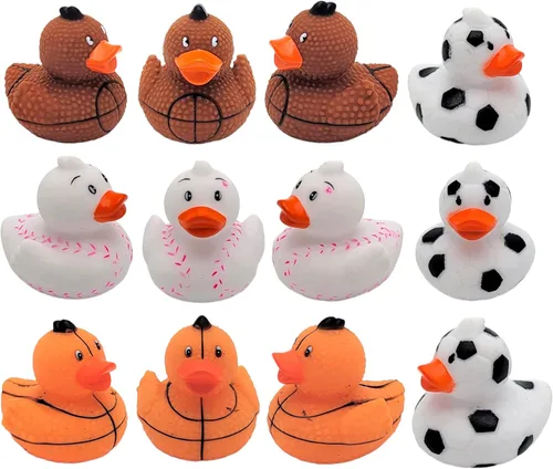 Miniatura 13 de Patos de goma con temática deportiva (2 pulgadas) (paquete de 12) lindos juguetes de piscina para bañera o bañera (fútbol)
