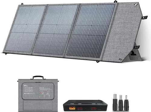 100W Portable Solar Panel for Power Station Generator, 19.8V Foldable Solar Cell with High-Efficiency Battery, IP65 Waterproof, Solar Charger for