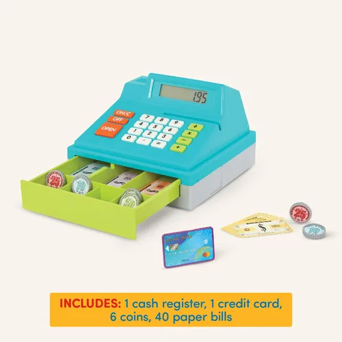 Miniatura 4 de Battat Caja registradora de juguete para niños, niños pequeños - 48 piezas con dinero de juguete, tarjeta de crédito - Juego de simulación - Más