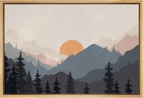 Miniatura 25 de SIGNFORD Lienzo Enmarcado Impresión Arte de Pared Océano Pastel Luz del Sol Puesta de Sol Horizonte Naturaleza Vida Silvestre Ilustraciones Arte
