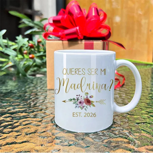 Miniatura 4 de Dnuiyses Quieres Ser Mi Madrina & Quieres Ser Mi Padrino 2026 - Juego de tazas con diseño de lámina dorada Padrinos Bautizo Recuerdos Juego Tazas