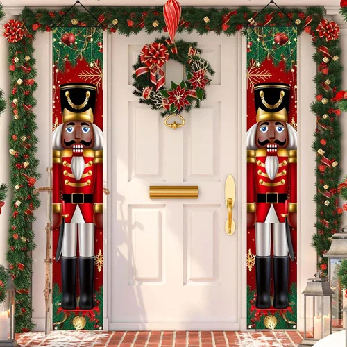 Miniatura 5 de Decoraciones navideñas negras de soldados de Navidad, pancarta para puerta, porche, decoración al aire libre, Navidad, invierno, vacaciones, hogar