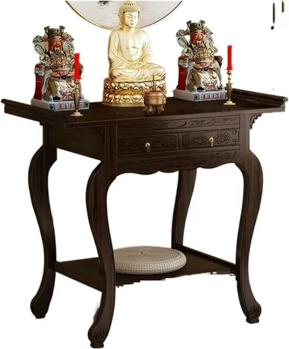 Estante de altar de Buda Nueva mesa de oferta de estilo chino, Gabinete de porche de madera maciza, Nicho budista, Mesa de incienso, Hogar