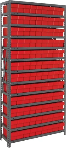Miniatura 341 de Quantum QSBU-245BK Heavy Duty Shelving Unit with (7) Shelves and (24) QUS245 Black Bins for Garage Warehouse Storage Distribution 400 lb Load