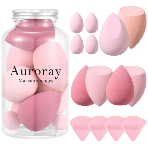 Juego de 14 esponjas de maquillaje, esponjas mezcladoras de belleza con 4 borlas de polvo y 4 mini esponjas de maquillaje para el Día de San Rosa