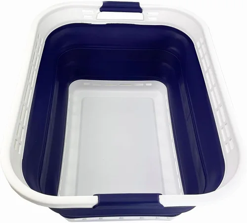 Miniatura 13 de SAMMART Cesta plegable de plástico para la ropa sucia de 42L (11 galones) - Contenedor de almacenamiento plegable - Cesta portátil para lavandería