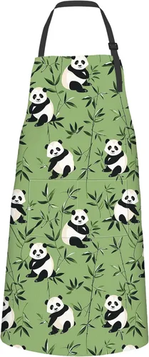 Miniatura 15 de Delantal de cocodrilo, delantal de cocina ajustable de tela Oxford con 2 bolsillos, delantales de cocina impermeables para hombres, mujeres, mamá