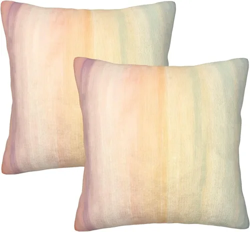 Miniatura 14 de Pack of 2 Short Plush Throw Pillow Covers 18 X 18 Inch, Retro 70S Orange Yellow Pillow Cover Durable Pillowcases, Square Throw Pillow Covers Couch