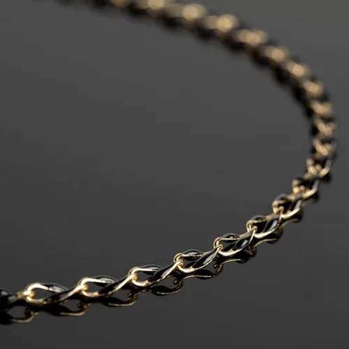 Miniatura 5 de Cadena de goteo de aceite negro para hacer joyas, carrete de cadena de eslabones de cable de latón chapado en oro con anillos abiertos y cierres
