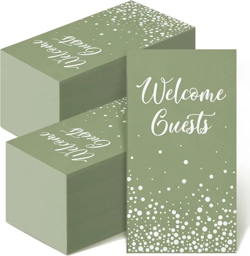 200 servilletas desechables, servilletas de bienvenida para invitados, toallas de mano para baño, toallas elegantes para tocador, vacaciones, Verde