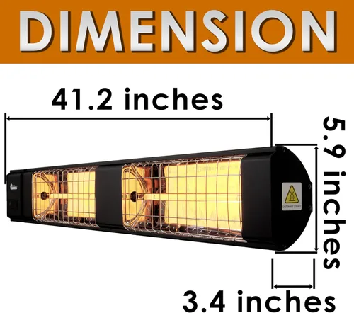 Miniatura 10 de DR. INFRARED HEATER DR-239 3000W Calentador infrarrojo para patio interior y exterior, montaje en pared o techo, IP55 resistente a la intemperie