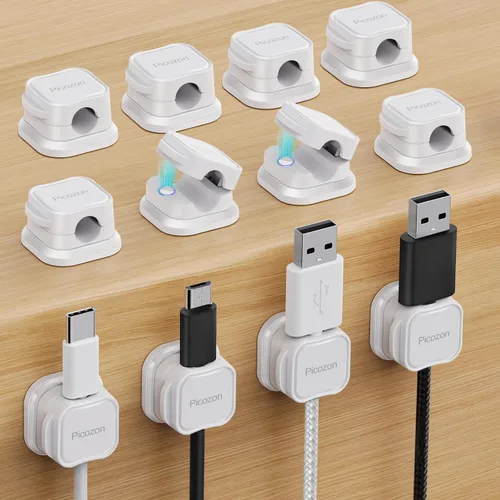 Miniatura 10 de Picozon Paquete de 6 Clips Magnéticos para Cables Organizador Soporte de Cables, Picozon Organizador Adhesivo de Gestión de Cables, Soporte