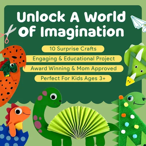 Miniatura 2 de Mumaloo Caja de Manualidades de Dinosaurios - 10 Artes y Manualidades Creativas para Niños de 4 a 8 Años, Divertido, Sin Desorden, Kit Educativo