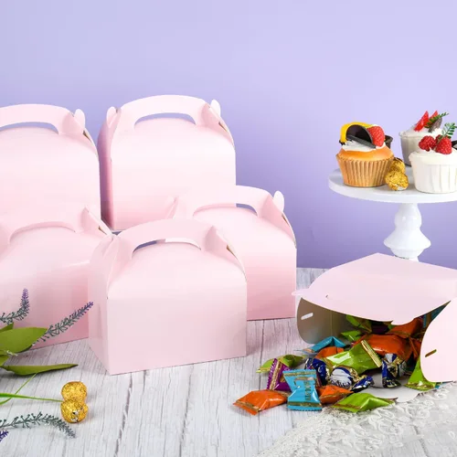 Miniatura 6 de DjinnGlory Paquete de 36 cajas de regalo de fiesta rosas con asa para baby shower, cumpleaños, despedida de soltera, boda, para todas las ocasiones