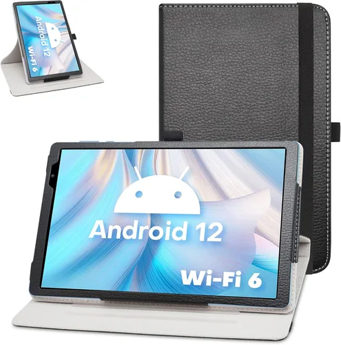 Bige para tabletas TECLAST P26T/Vortex T10M Pro Plus de 10.1", soporte giratorio de 360 grados con cubierta de bonito patrón, color negro