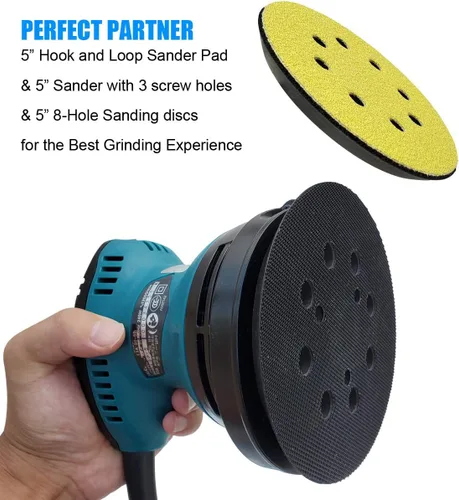 Miniatura 5 de Almohadilla lijadora de repuesto para Makita 743081-8, 743051-7 - Compatible con BO5041/K, BO5010/K, BO5030/K, BO5031/K, XOB01Z Lijadoras orbitales