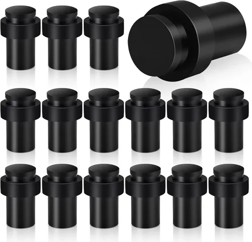 Miniatura 28 de KOLAKO Topes de puerta, topes de puerta de piso, (2 pulgadas) negro mate moderno resistente sólido pequeño cilíndrico parachoques de goma, acero
