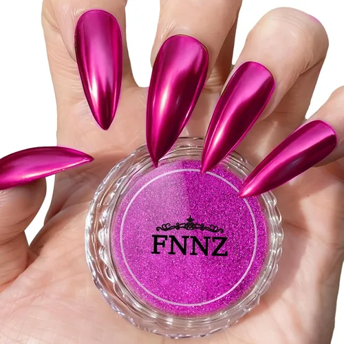 Miniatura 9 de FNNZ Polvo de uñas cromado, pigmento metálico de polvo de uñas efecto espejo de alta calidad, arte de uñas, polvo con purpurina para San Valentín