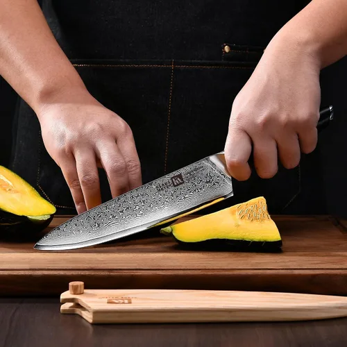 Miniatura 6 de Klaus Meyer Luxor - Cuchillo de chef de 8 pulgadas, cuchillo de cocina de damasco, cuchillo de chef japonés VG10 de acero inoxidable de alto carbono