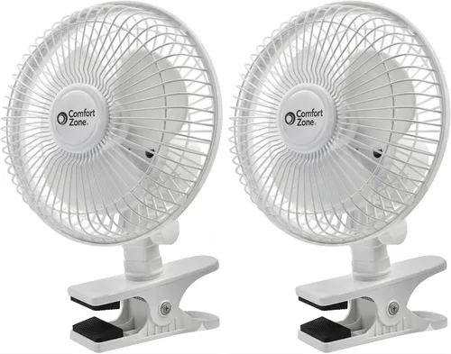 Miniatura 9 de Comfort Zone Ventilador portátil con clip para cochecito, de 15 cm con inclinación totalmente ajustable, silencioso de 2 velocidades para cama, mini
