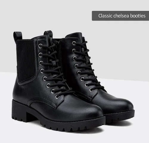 Miniatura 9 de Vepose Botas de tobillo para mujer, 16 tobilleras, estilo chelsea, con cordones, con cremallera, para mujer