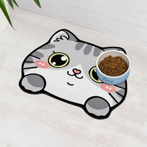 Miniatura 9 de Tapete de comida para gatos de interior – Sin manchas fácil de limpiar suministros para mascotas – Cuencos para gatos