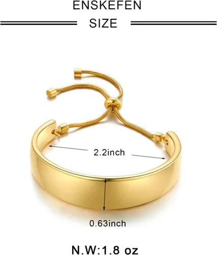 Miniatura 3 de ENSKEFEN Pulseras de oro de 14 quilates para mujer, pulsera deslizante ajustable para mujer, pulsera de cadena de oro