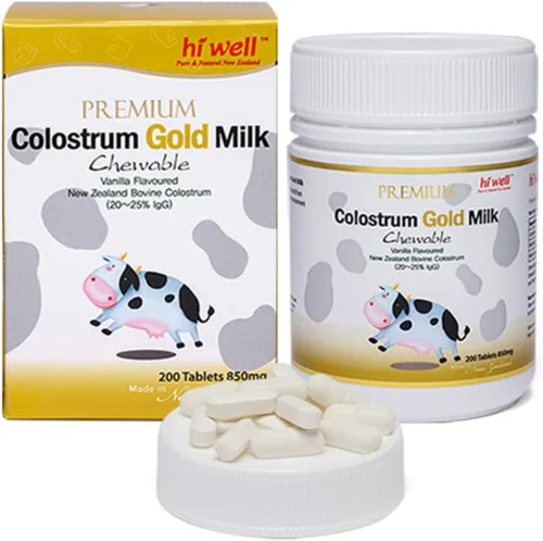 Miniatura 2 de Hi Well Premium - Leche de calostro bovino de Nueva Zelanda 200 comprimidos masticables de inmunoglobulina G (Igg) 20 ~ 25% (paquete de 3)