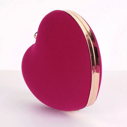 Miniatura 5 de Goclothod Bolso de mano en forma de corazón para mujer, bolso de hombro de terciopelo, bolsos de noche