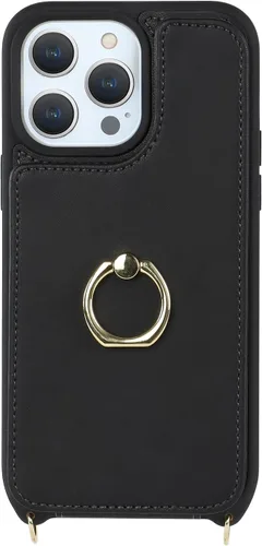Miniatura 6 de Lipvina Funda para iPhone 11 Pro Max con tarjetero y correa para mujer, cordón cruzado, soporte de anillo con soporte, cierre a presión, bonitas