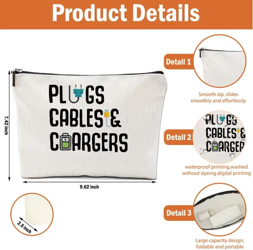 Miniatura 2 de Bolsa organizadora de cables de 2 piezas, divertida bolsa de maquillaje, bolsa de carga, bolsa de cosméticos, bolsa de almacenamiento de viaje