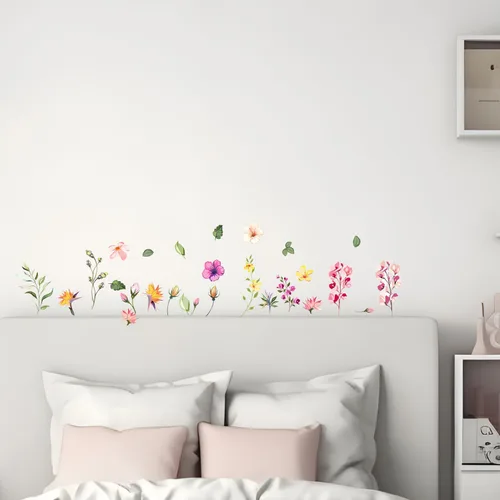 Miniatura 6 de Calcomanías de espejo floral, calcomanías de pared de flores, calcomanías de pared para despegar y pegar, gráficos estéticos, decoración de baño