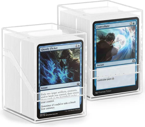 Miniatura 18 de YSCare Paquete de 2 Cajas para Mazos de Cartas, Estuche para Mazo y 200 Fundas para Tarjetas con Divisores, Caja de Almacenamiento Commander Negro