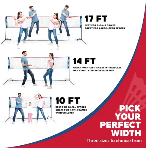Miniatura 4 de Boulder Portable Badminton Pickleball Net - Foldable/Extendable Poles for Multiple Sports Heights (UP to 5 ft) - Ideal for Tennis, Pickleball, Azul