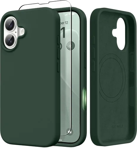 Miniatura 236 de GONEZ Funda de silicona para iPhone 14 Pro Max, compatible con MagSafe, con protector de pantalla + protector de lente de cámara, silicona líquida a