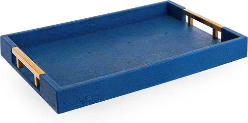 Miniatura 34 de Home Redefined - Moderna y elegante bandeja rectangular de 17.5 x 12 pulgadas, estilo shagreen, color azul bebé claro, con aspecto de cuero falso