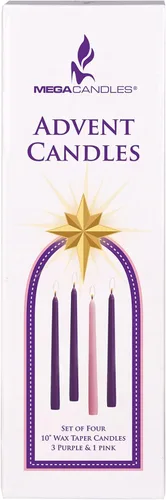 Miniatura 4 de Mega Candles Juego de 4 velas de Adviento de Navidad sin perfume, vertidas a mano, velas cónicas de cera prémium de 10 pulgadas x 7/8 pulgadas