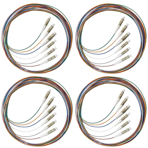 Miniatura 24 de 6 hilos multimodo OM1 62.5/125 ST-UPC fibra coleta, ST OM1 fibra óptica coleta, incluye 6 mangas de protección de fibra óptica de empalme de fusión