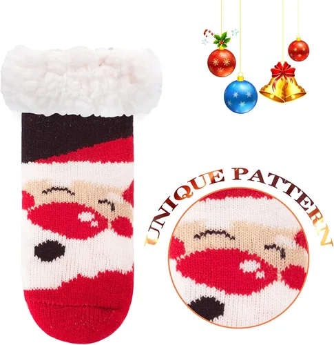 Miniatura 4 de FENELY 3 Pairs Winter Kids Fuzzy Slipper Socks 2-44-66-8 Girls Boys Thermal Warm Non-SkidGifts for Christmas Stocking
