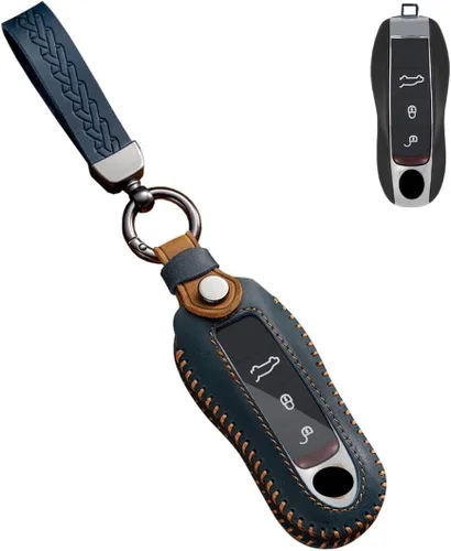 SANRILY FLL Production - Funda de cuero para llavero Porsche 911 Macan 2020 2021 Cayenne Panamera, 718 Cayman/Boxster sin llave de 3/4 botones con