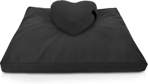 Miniatura 22 de Bean Products Juego de alfombrillas de meditación – Zafu almohada de piso orgánica de trigo sarraceno + almohadilla de oración Zabuton rellena